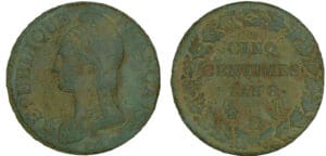 5 centimes Dupré - Grand module - An 8 D (Lyon) 5 centimes Dupré - Grand module - An 8 D (Lyon)