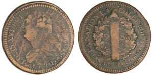 2 sols au faisceau type FRANCOIS 1791 A (Paris) 2 sols au faisceau type FRANCOIS 1791 A (Paris)