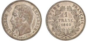 1 franc Napoléon III tête nue 1860 A (Paris)