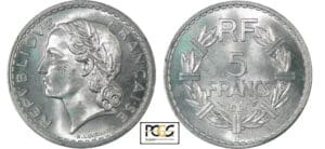 5 francs Lavrillier aluminium 1946 B