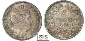 2 francs Louis-Philippe Ier 1845 B (Rouen) 2 francs Louis-Philippe Ier 1845 B (Rouen)