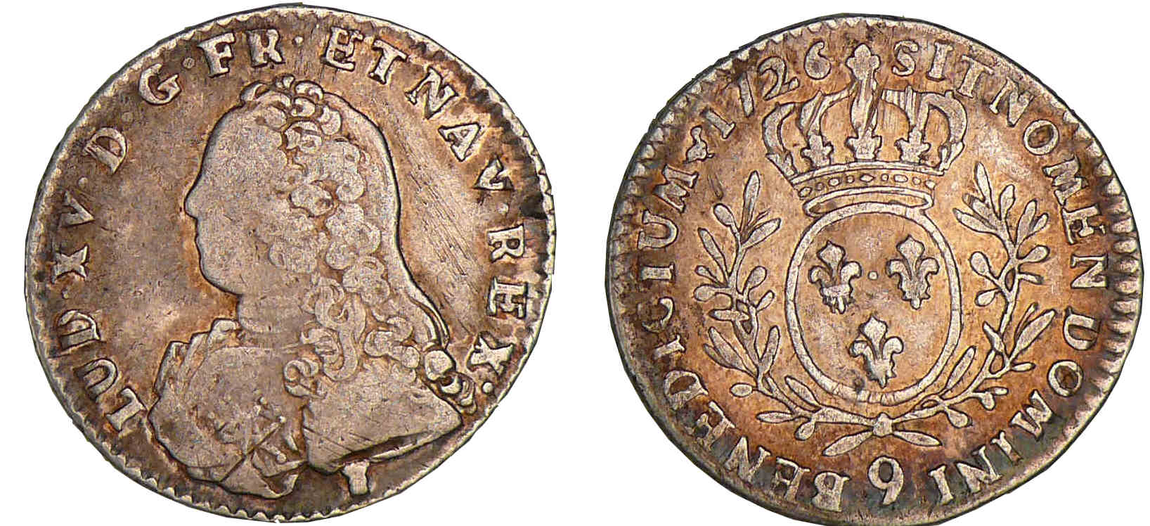 Louis XV - 1/10 écu aux branches d’olivier - 1726 9 (Rennes) Louis XV - 1/10 écu aux branches d’olivier - 1726 9 (Rennes)