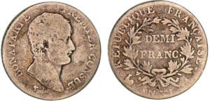 1/2 franc Bonaparte premier consul - An XI A (Paris) 1/2 franc Bonaparte premier consul - An XI A (Paris)