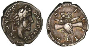Antonin le Pieux - Denier (146, Rome) - Mains jointes