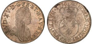 Louis XV - Ecu vertugadin - 1716 B (Rouen). Trèsor de Luzarche