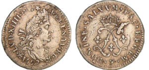 Louis XIV - 4 sols aux 2 L - 1692 9 (Rennes)