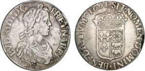 Louis XIV - Ecu de Béarn à la mèche longue - 1651 laurier (Pau)