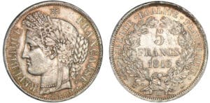 5 francs Cérès 1849 BB (Strasbourg)