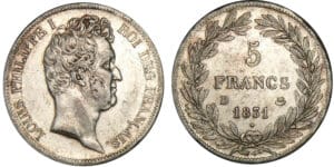 5 francs Louis-Philippe Ier tête nue - tranche en creux 1831 D (Lyon) 5 francs Louis-Philippe Ier tête nue - tranche en creux 1831 D (Lyon)