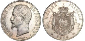 5 francs Napoléon III tête nue 1856 BB (Strasbourg)