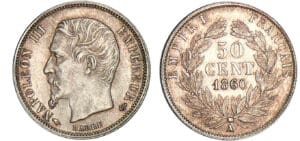 50 centimes Napoléon III tête nue 1860 A (Paris)