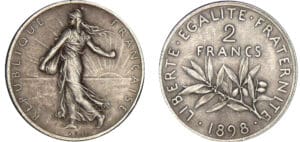 2 francs Semeuse - 1898 - Flan mat 2 francs Semeuse - 1898 - Flan mat