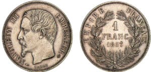 1 franc Napoléon III tête nue 1857 A (Paris)