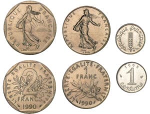 Série 2 francs, 1 franc et 1 centime 1995 Série 2 francs, 1 franc et 1 centime 1995