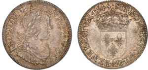 Louis XIV - ¼ écu à la mèche courte - 1645 A (Paris) 4 sur 4 couché