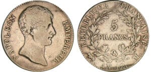 5 francs Napoléon empereur - An 12 M (Toulouse) 5 francs Napoléon empereur - An 12 M (Toulouse)