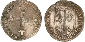Navarre - Henri III de Navarre, II de Béarn - Quart d'écu 1585 (Saint-Palais) Navarre - Henri III de Navarre, II de Béarn - Quart d'écu 1585 (Saint-Palais)
