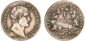 1 franc Bonaparte premier consul - An 12 W (Lille) 1 franc Bonaparte premier consul - An 12 W (Lille)