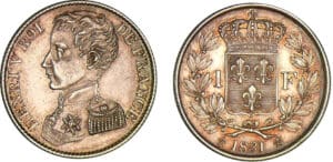 1 franc Henri V Comte de Chambord 1831 1 franc Henri V Comte de Chambord 1831