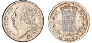 1/2 franc Louis XVIII au buste nu 1823 B (Rouen)