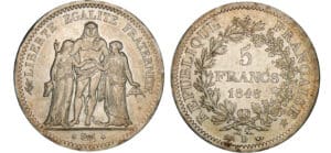 5 francs Hercule 1848 D (Lyon)