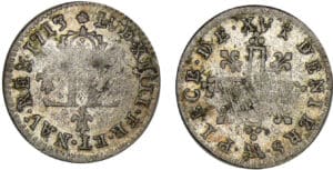 Louis XIV - XV deniers aux deux L couronnés - 1713 AA (Metz)