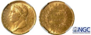 20 francs Napoléon revers empire 1809 A (Paris)