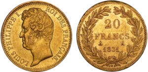 20 francs Louis-Philippe Ier tête nue - tranche en relief 1831 A (Paris) 20 francs Louis-Philippe Ier tête nue - tranche en relief 1831 A (Paris)