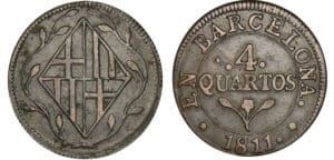 Espagne - Joseph Napoléon - Occupation de Barcelone - 4 cuartos 1811 Espagne - Joseph Napoléon - Occupation de Barcelone - 4 cuartos 1811