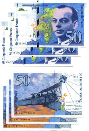 Lot de 3 billets de 50 francs Saint-Exupéry 1993