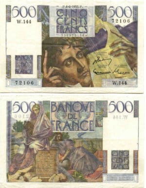 500 francs Chateaubriand 4-6-1953 (alphabet W 144)