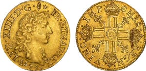 Louis XIV - Louis d’or à la tête nue - 1673 D (Lyon)