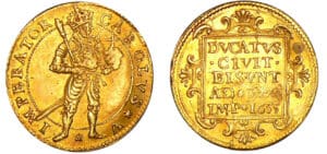 Franche - Comté - Besançon - Charles Quint - Demi-ducat d'or 1655 Franche - Comté - Besançon - Charles Quint - Demi-ducat d'or 1655