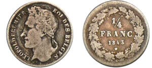Belgique - Léopold 1er - 1/4 franc 1843
