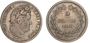 2 francs Louis-Philippe Ier 1840 B (Rouen) 2 francs Louis-Philippe Ier 1840 B (Rouen)