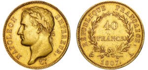 40 francs Napoléon revers répulique 1807 A (Paris)