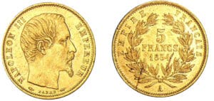5 francs Napoléon III - petit module - 1854 A (Paris) - Tranche lisse