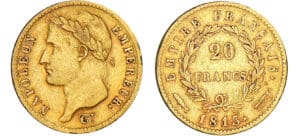 20 francs Napoléon revers empire 1813 (Utrecht)
