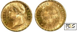 20 francs Napoléon revers république 1808 A (Paris)