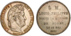 Louis-Philippe - Module de la 5 francs - Visite de la monnaie de Rouen 1831