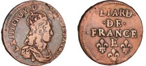 Louis XIV - Liard de France, 2ème type au buste jeune - 1657 E (Meung-sur-Loire)