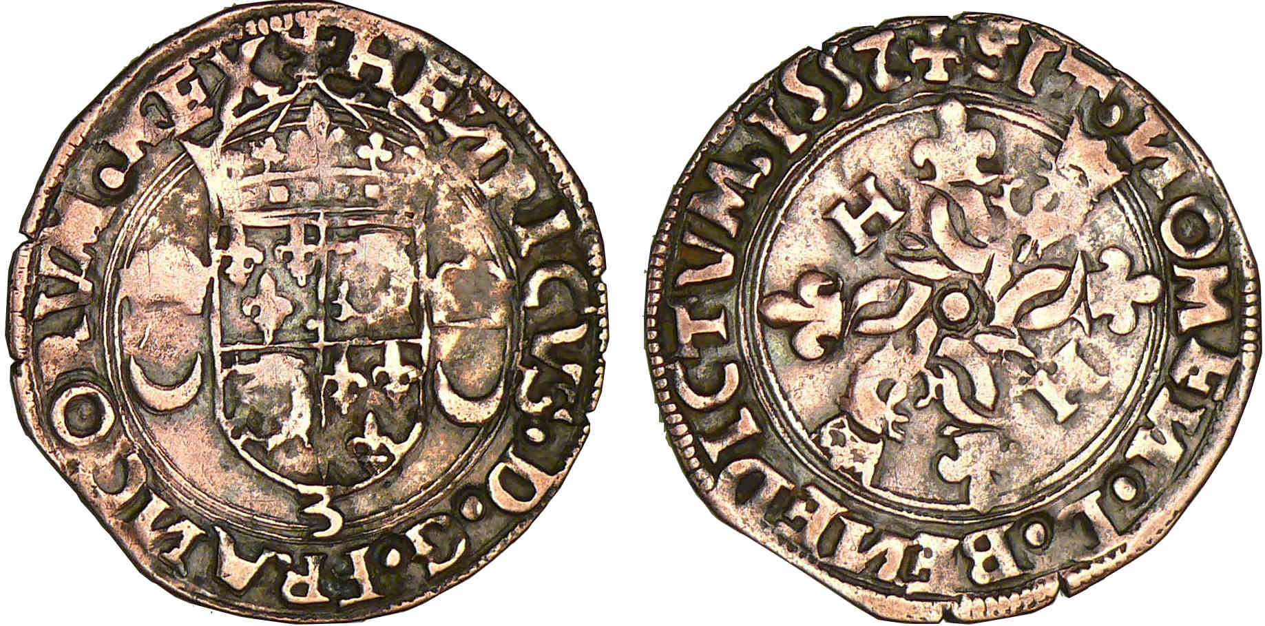 Henri II - Douzain du Dauphiné aux croissants - 1552 Grenoble Henri II - Douzain du Dauphiné aux croissants - 1552 Grenoble