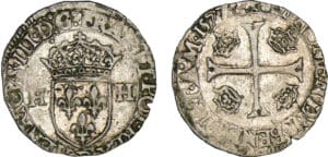 Henri III - Douzain - 1er type - 1577 D (Lyon)