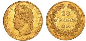 20 francs Louis-Philippe Ier tête laurée 1840 W (Lille) 20 francs Louis-Philippe Ier tête laurée 1840 W (Lille)