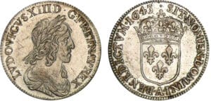 Louis XIII - ¼ écu du 2ème poinçon de Warin - 1643 . A (Paris)