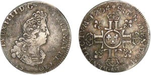 Louis XIV - 1/12 écu aux 8 L, 2ème type - 1704 A (Paris)