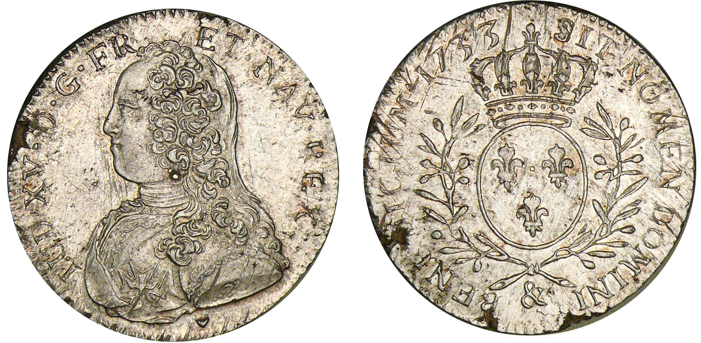 Louis XV - ½ écu aux branches d’olivier - 1733 & (Aix) Louis XV - ½ écu aux branches d’olivier - 1733 & (Aix)