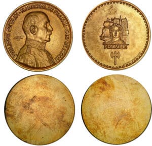 Médailles - Maréchal Pétain - Paire uniface en bronze doré - André Lavrillier