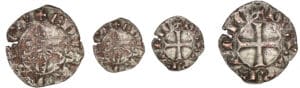 Aquitaine - Edouard III - Denier au léopard avec Q ET E Aquitaine - Edouard III - Denier au léopard avec Q ET E