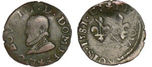 Dombes - Louis II de Montpensier - Denier tournois 1581 C (Trévoux) Dombes - Louis II de Montpensier - Denier tournois 1581 C (Trévoux)